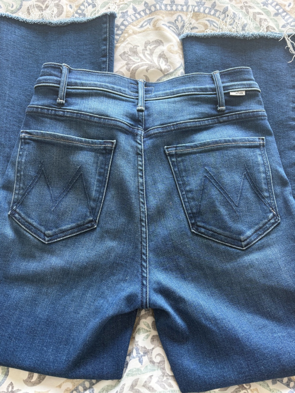 MOTHER Slim Straight Jeans in Medium Blue Wash